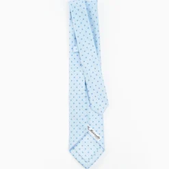 Light Blue 7 Fold Sartorial Silk Tie - Small Flower Pattern
