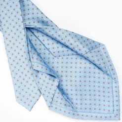 Light Blue 5 Fold Sartorial Silk Tie - Small Flower Pattern