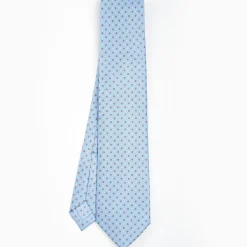 Light Blue 5 Fold Sartorial Silk Tie - Small Flower Pattern