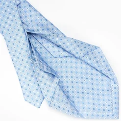Light Blue 5 Fold Sartorial Silk Tie - Small Flower Pattern