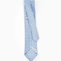 Light Blue 5 Fold Sartorial Silk Tie - Small Flower Pattern