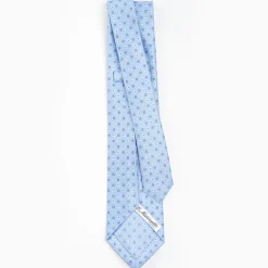 Light Blue 5 Fold Sartorial Silk Tie - Small Flower Pattern