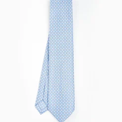 Light Blue 5 Fold Sartorial Silk Tie - Small Flower Pattern