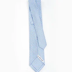 Light Blue 5 Fold Sartorial Silk Tie - Small Flower Pattern