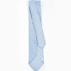 Light Blue 5 Fold Sartorial Silk Tie - Small Flower Pattern