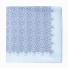 Light Blue Hand-Printed Silk Pocket Square Large Flower Pattern