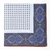 Light Blue Hand-Printed Silk Pocket Square Small Flower Pattern