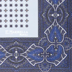 Light Blue Hand-Printed Silk Pocket Square Small Flower Pattern