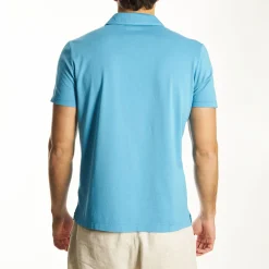 Light Blue Jersey Short Sleeve Polo Shirt