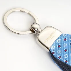 Light Blue Keyfob In Silk And Leather