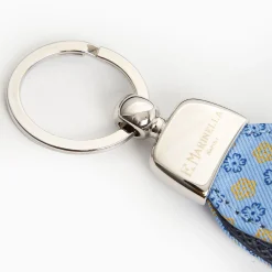 Light Blue Keyfob In Silk And Leather