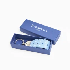 Light Blue Keyfob In Silk And Leather