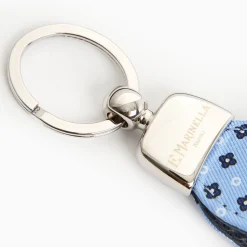 Light Blue Keyfob In Silk And Leather