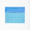 Light Blue Leather And Silk Credit Card Holder - 5 Compartments