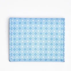 Light Blue Leather Folding Card Holder - 10 Compartments
