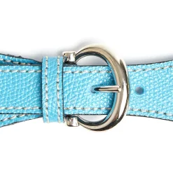 Light Blue Leather Scarf-Buckle