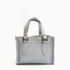 Light Blue Mini Shopping Bag In Hammered Leather