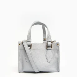 Light Blue Mini Shopping Bag In Hammered Leather