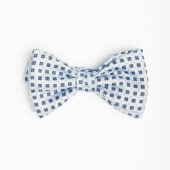 Light Blue Pre-Knotted Bowtie - Small Flower Pattern