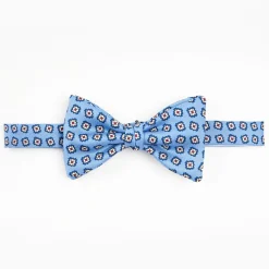 Light Blue Pre-Knotted Bowtie Small Flower Pattern