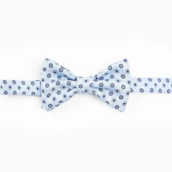 Light Blue Pre-Knotted Bowtie - Small Geometric Pattern
