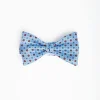Light Blue Pre-Knotted Silk Bowtie - Small Flower Pattern