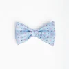 Light Blue Pre-Knotted Silk Bowtie - Small Flower Pattern