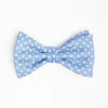Light Blue Pre-Knotted Silk Bowtie - Small Flower Pattern