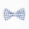 Light Blue Pre-Knotted Silk Bowtie - Small Flower Pattern