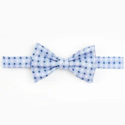 Light Blue Pre-Knotted Silk Bowtie - Small Flower Pattern