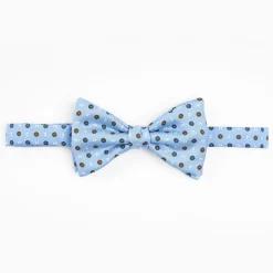 Light Blue Pre-Knotted Silk Bowtie - Small Flower Pattern