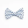 Light Blue Pre-Knotted Silk Bowtie- Small Geometric Pattern