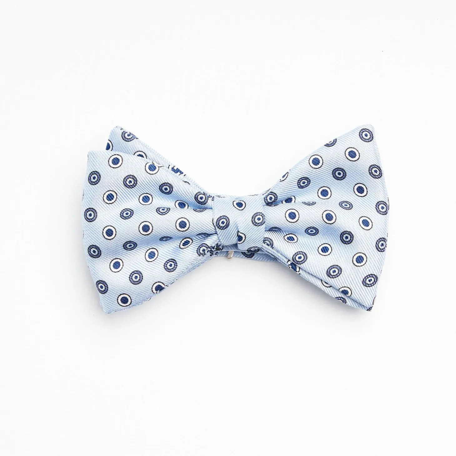 Light Blue Pre-Knotted Silk Bowtie- Small Geometric Pattern