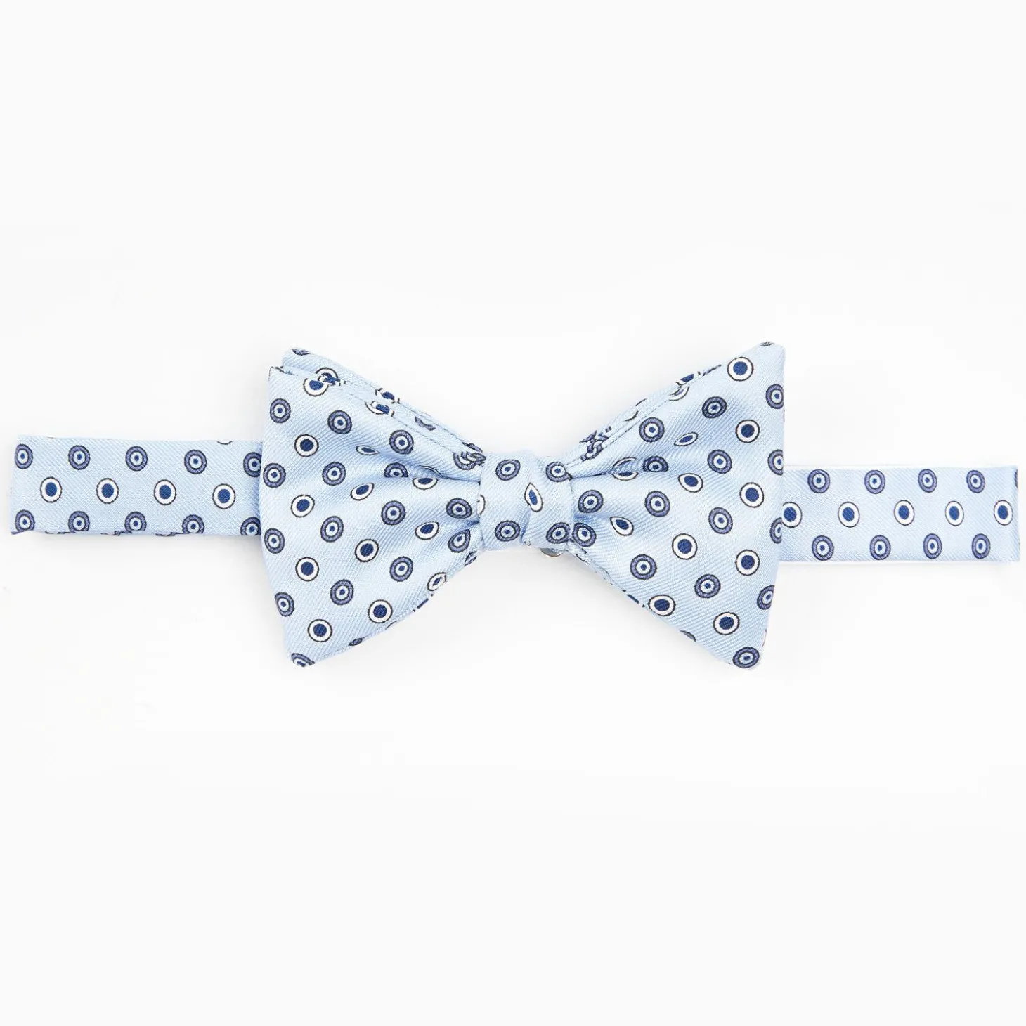 Light Blue Pre-Knotted Silk Bowtie- Small Geometric Pattern