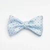 Light Blue Pre-Knotted Silk Bowtie- Small Flower Pattern