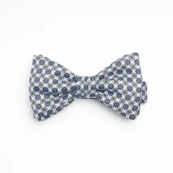 Light Blue Pre-Knotted Silk Bowtie- Large Flower Pattern