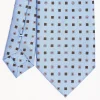 Light Blue Sartorial Classic Silk Tie Small Flower Pattern