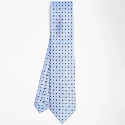 Light Blue Sartorial Classic Silk Tie Small Flower Pattern