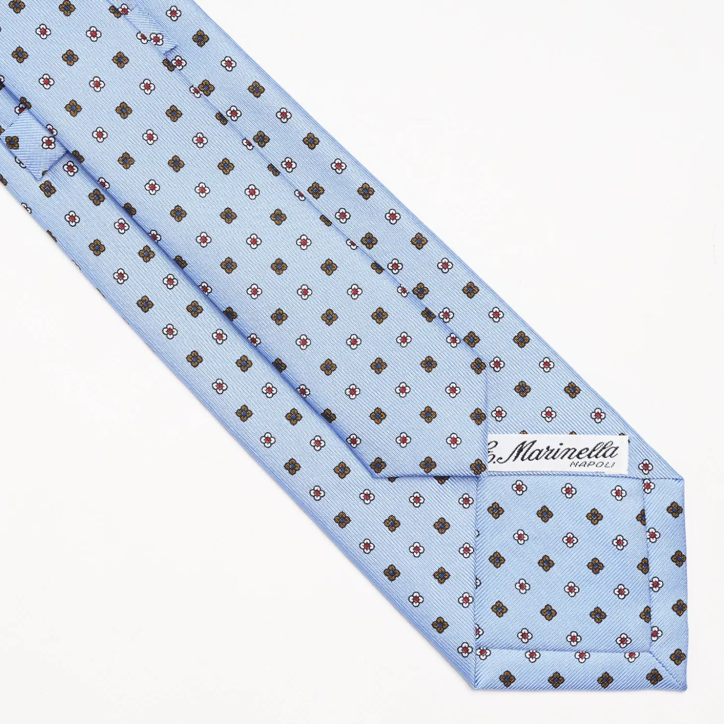 Light Blue Sartorial Classic Silk Tie Small Flower Pattern