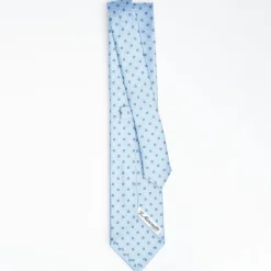 Light Blue Sartorial Classic Silk Tie Small Flower Pattern