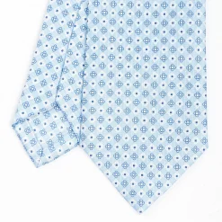 Light Blue Sartorial Classic Silk Tie - Small Flower Pattern