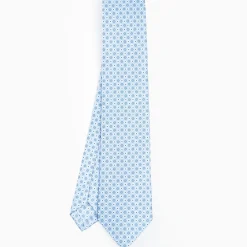 Light Blue Sartorial Classic Silk Tie - Small Flower Pattern
