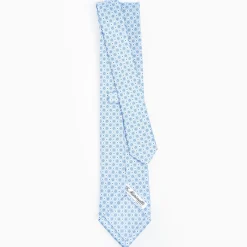 Light Blue Sartorial Classic Silk Tie - Small Flower Pattern