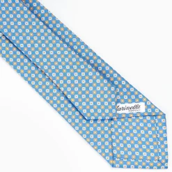 Light Blue Sartorial Classic Silk Tie - Small Flower Pattern