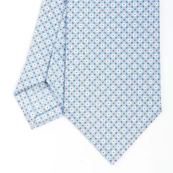 Light Blue Sartorial Classic Silk Tie - Small Flower Pattern