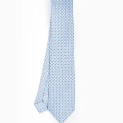 Light Blue Sartorial Classic Silk Tie - Small Flower Pattern