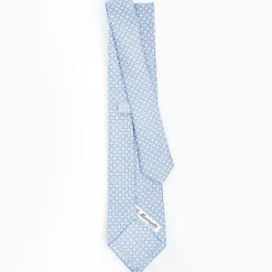 Light Blue Sartorial Classic Silk Tie - Small Flower Pattern