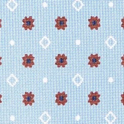 Light Blue Sartorial Classic Silk Tie - Small Flower Pattern