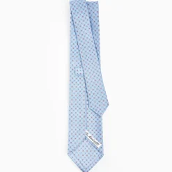 Light Blue Sartorial Classic Silk Tie - Small Flower Pattern