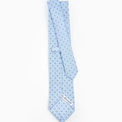 Light Blue Sartorial Classic Silk Tie - Small Flower Pattern